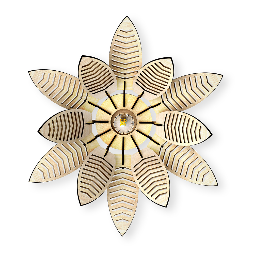 Lustra Flower, lemn natural, led, Unset Lustra Flower, lemn natural, led, Unset