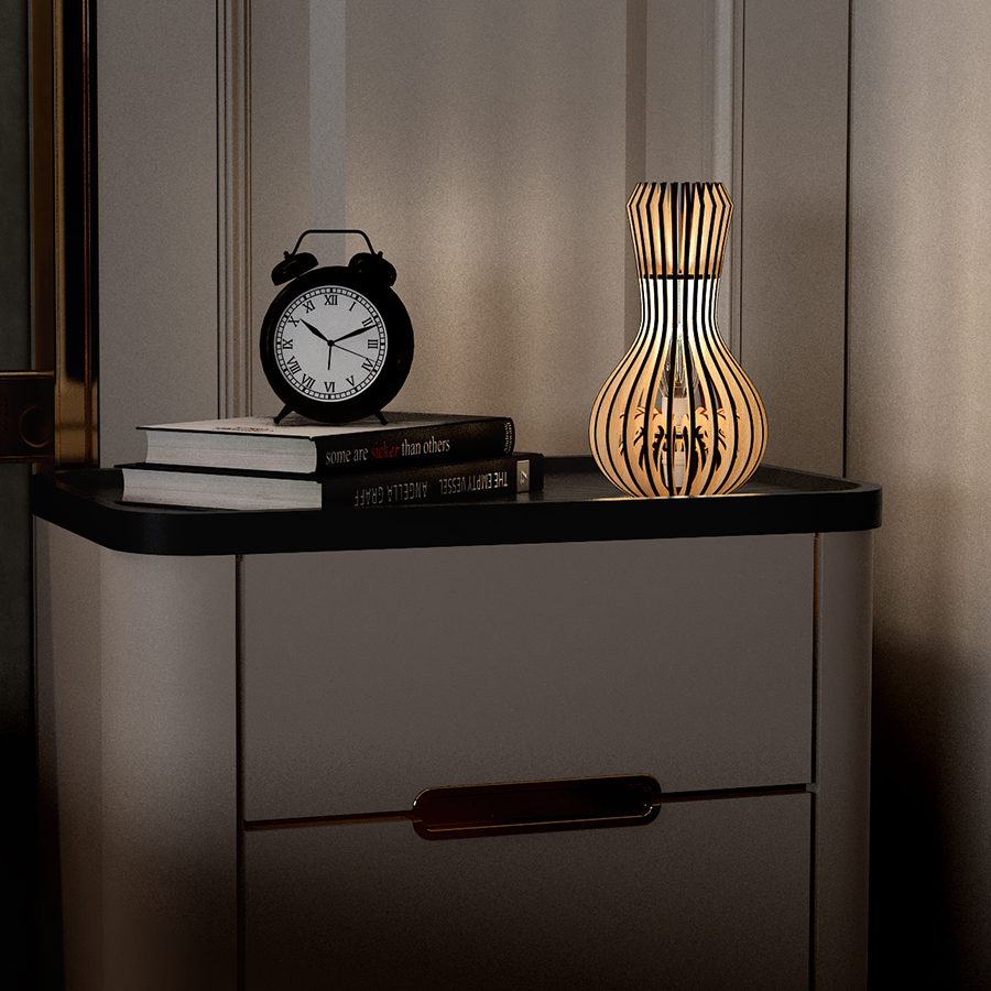 Veioza Mundus, Lemn natural, Led, Unset Veioza Mundus, Lemn natural, Led, Unset